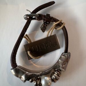 Uno de 50 Silver and Brown Leather Bracelet